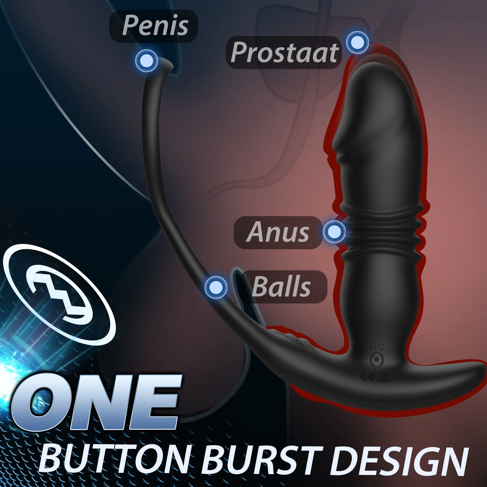 Knight 12 Vibrating & 12 Thrusting Silicone Anal Vibrator