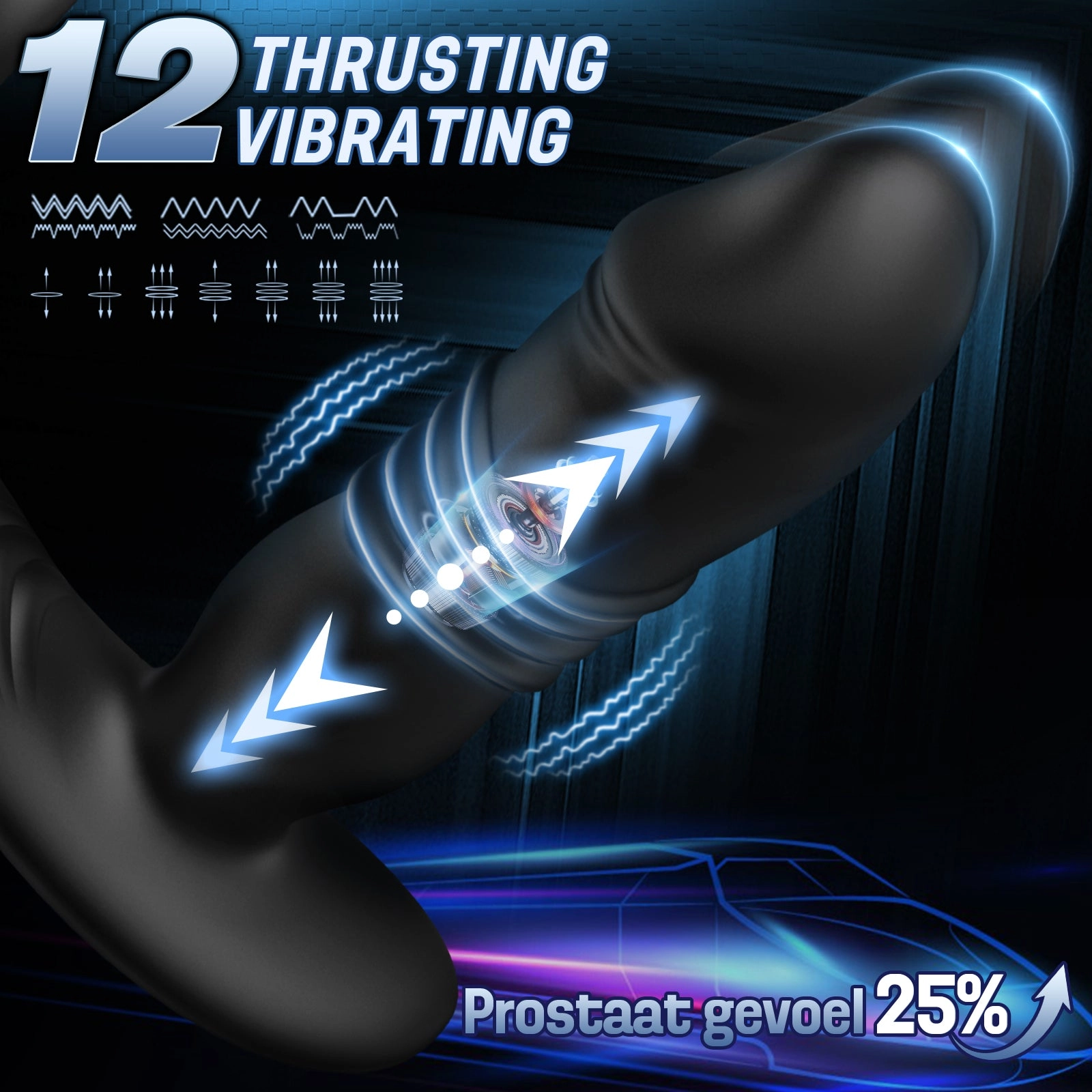 Knight 12 Vibrating & 12 Thrusting Silicone Anal Vibrator