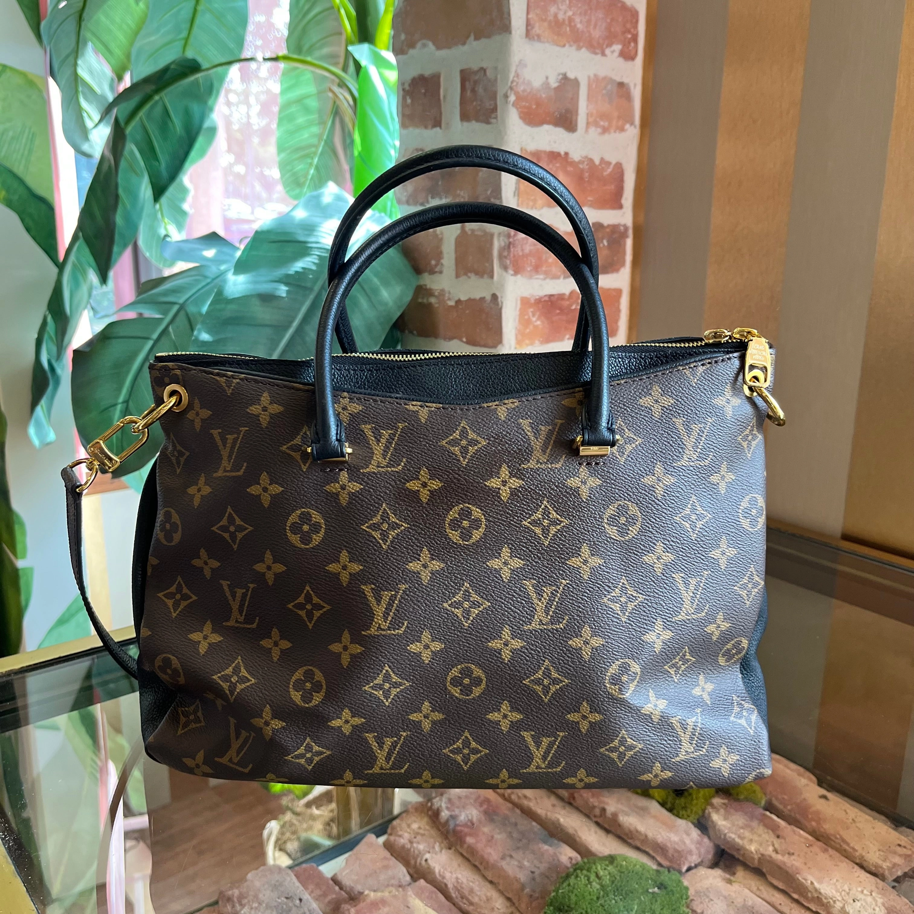 LOUIS VUITTON Monogram Pallas Noir MM Shoulder Bag