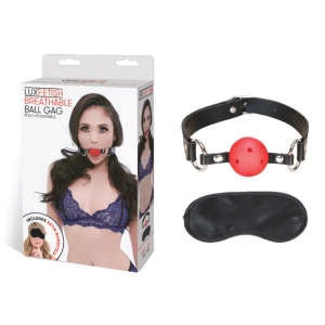 Lux Fetish Breathable Ball Gag & Satin Blindfold
