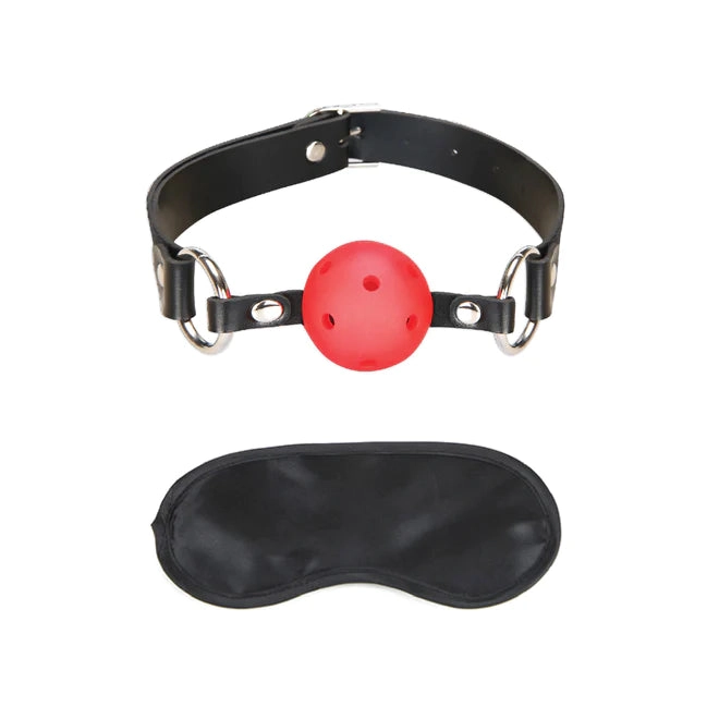 Lux Fetish Breathable Ball Gag & Satin Blindfold