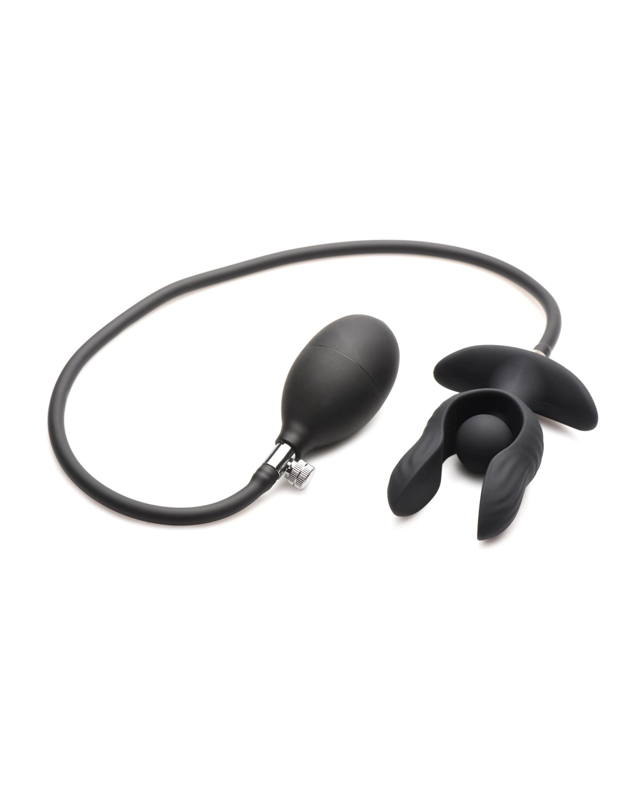 Master Series Dark Pearl Inflatable Vibrating Butt Plug with Remote Control - Black