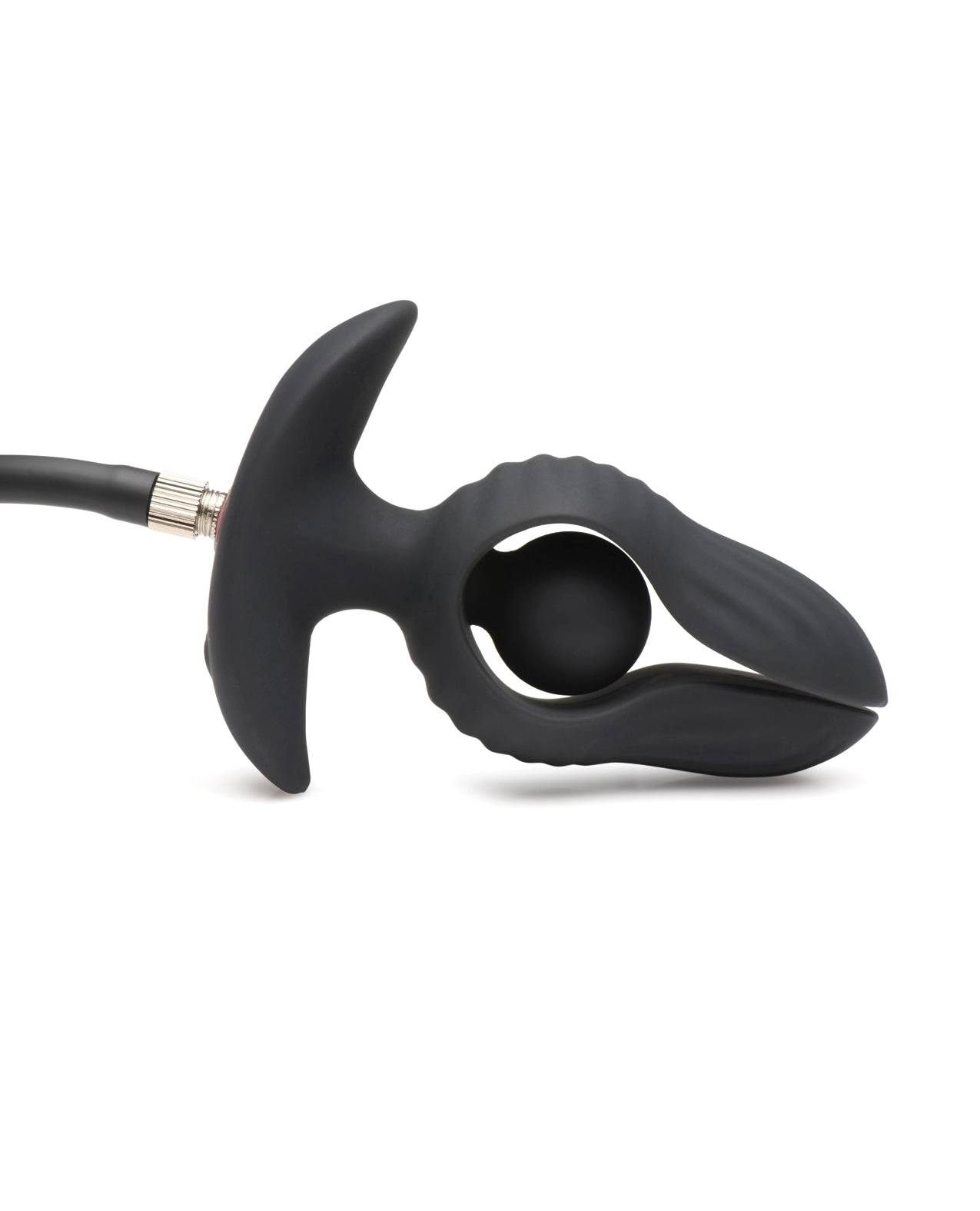 Master Series Dark Pearl Inflatable Vibrating Butt Plug with Remote Control - Black