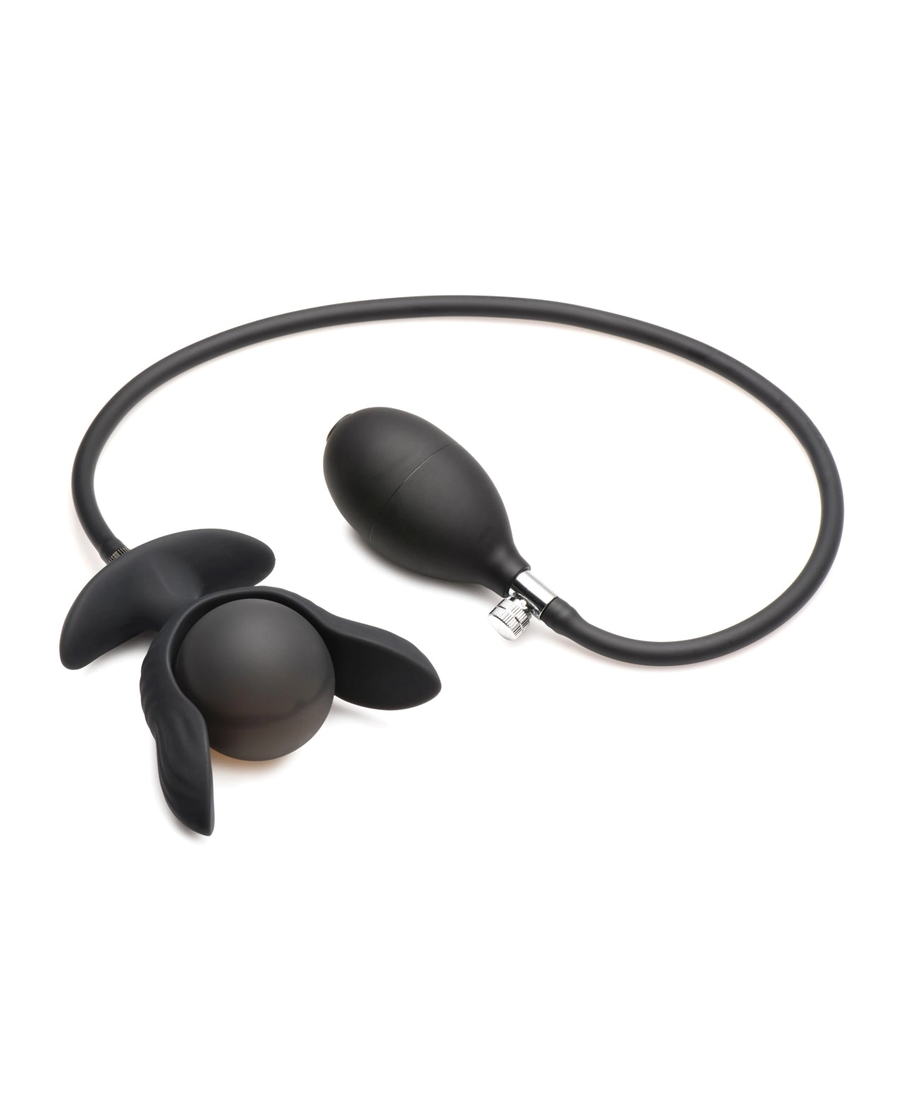 Master Series Dark Pearl Inflatable Vibrating Butt Plug with Remote Control - Black
