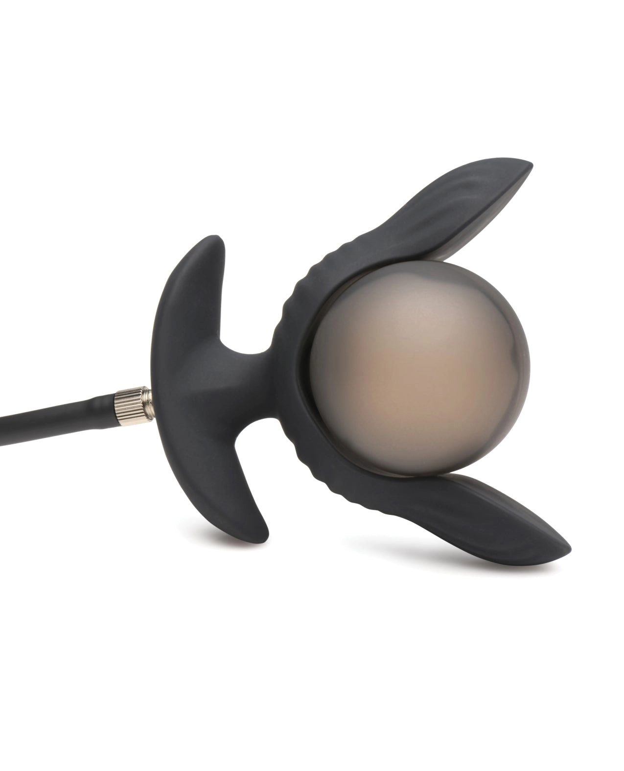 Master Series Dark Pearl Inflatable Vibrating Butt Plug with Remote Control - Black
