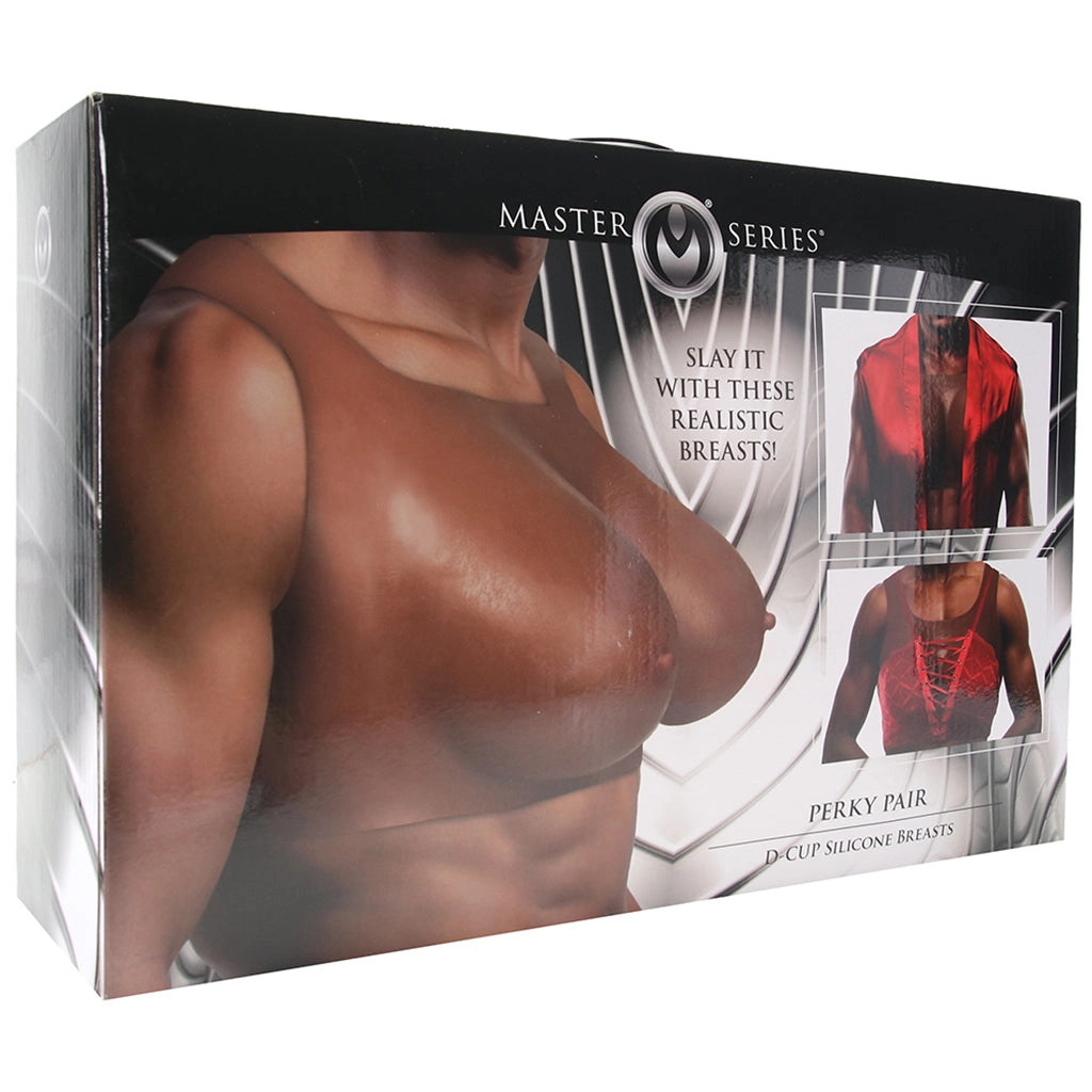 Master Series Perky Pair D-Cup Silicone Breasts in Dark