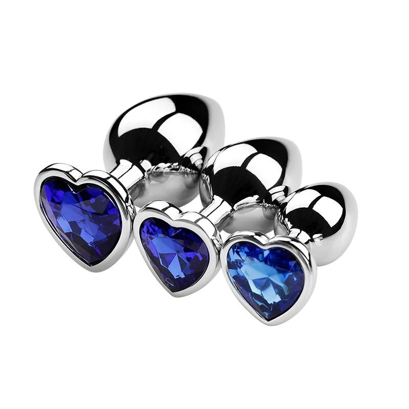 Metal Anal Plug 3 Sizes Heart Crystal Anal Plug