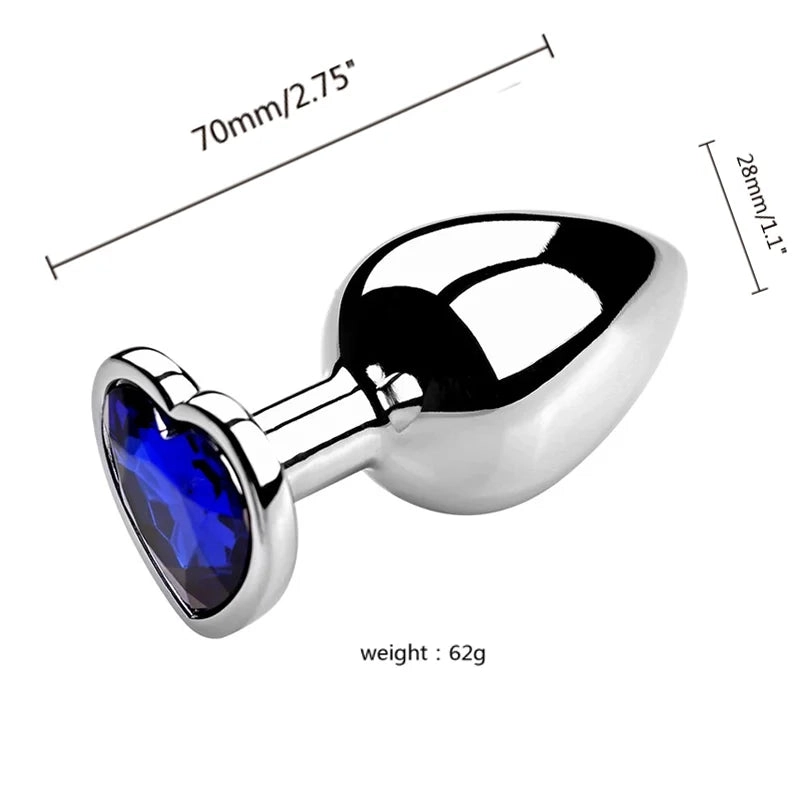 Metal Anal Plug 3 Sizes Heart Crystal Anal Plug
