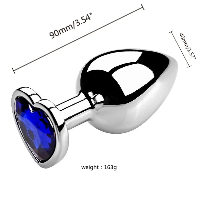 Metal Anal Plug 3 Sizes Heart Crystal Anal Plug