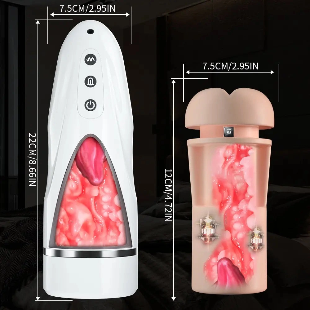 Mouth Pocket Pussy Masturbation Cup Realistic Tongue Vagina Blowjob Stroker for Men