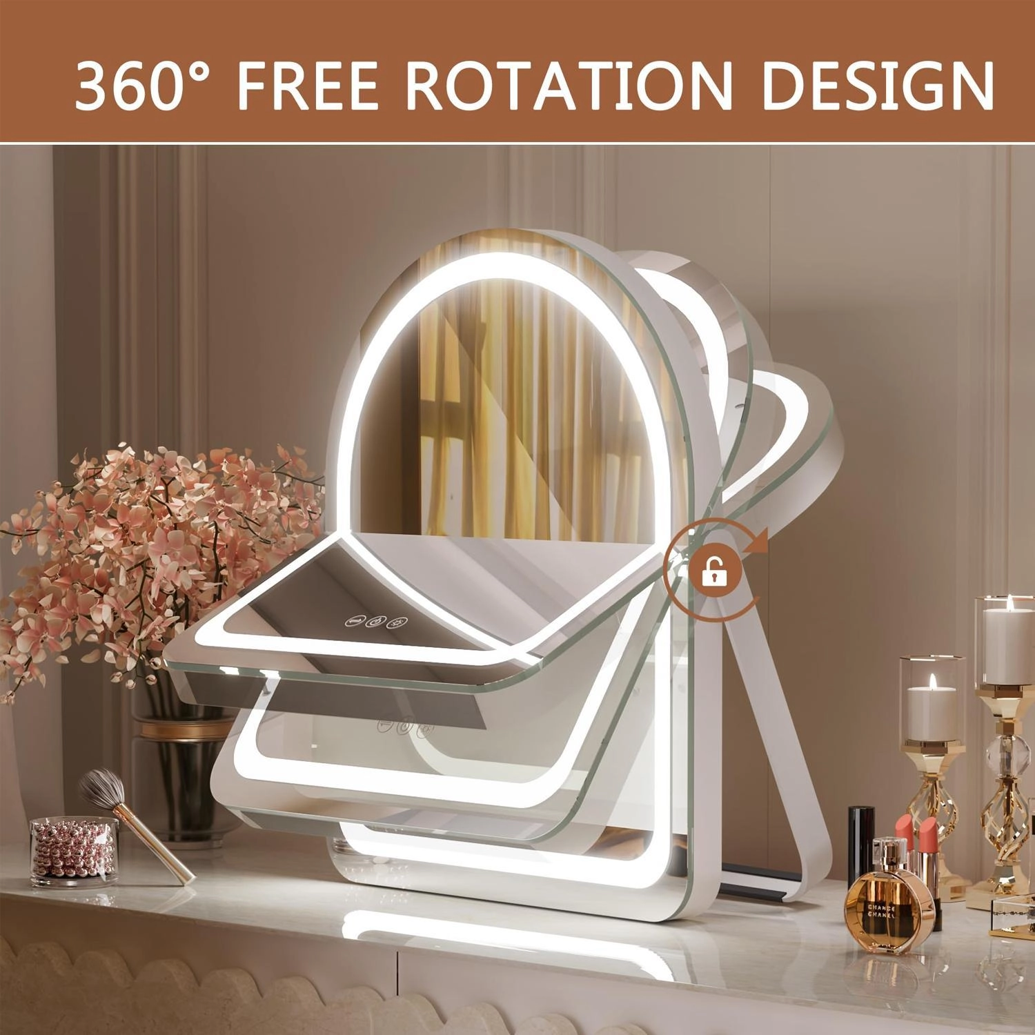 Mpow Lighted Makeup Mirror with 3-Color Dimmable Lighting