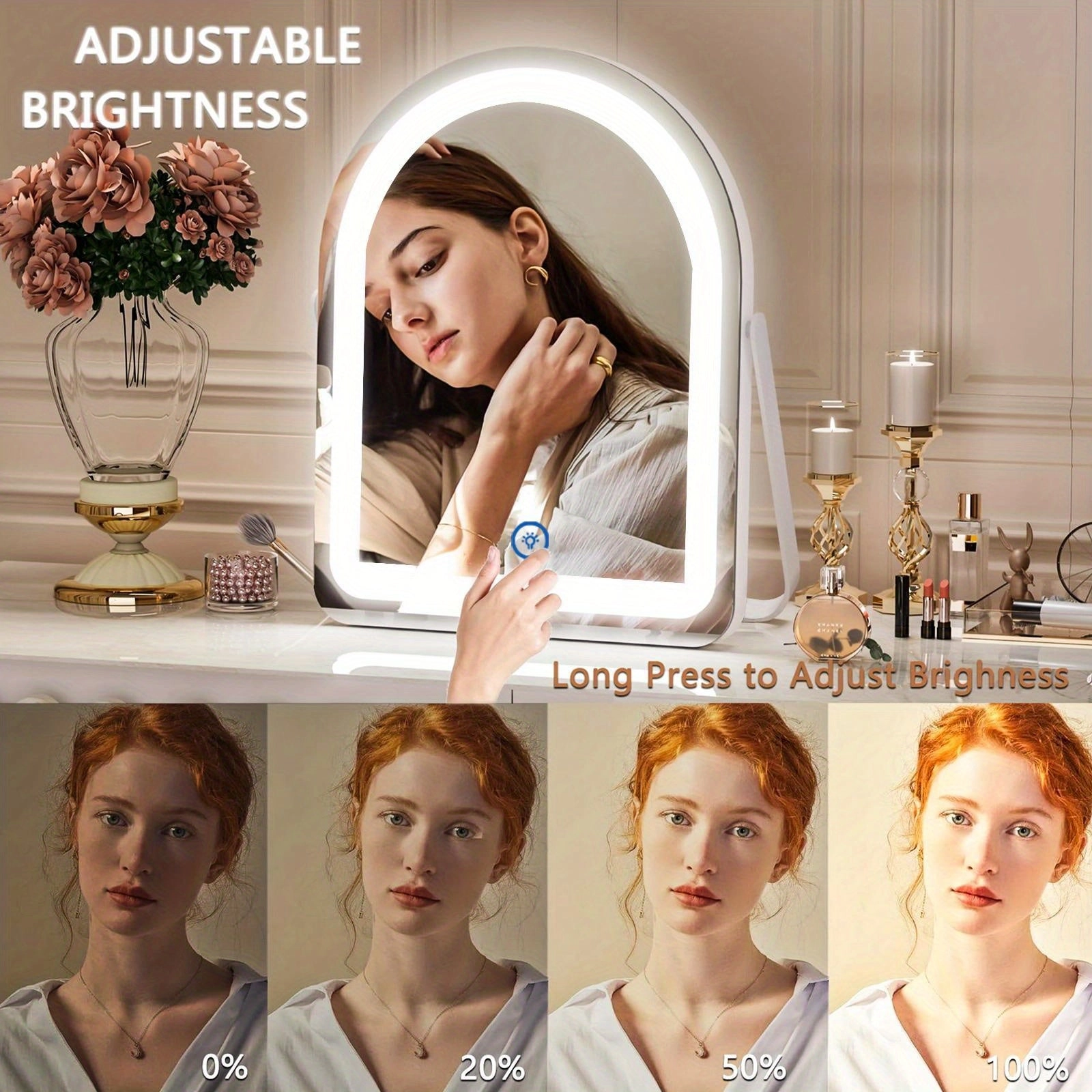 Mpow Lighted Makeup Mirror with 3-Color Dimmable Lighting