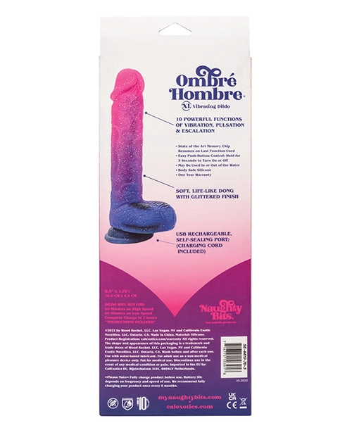 Naughty Bits Ombre Hombre Xl 8.5 Inch Vibrating Dildo