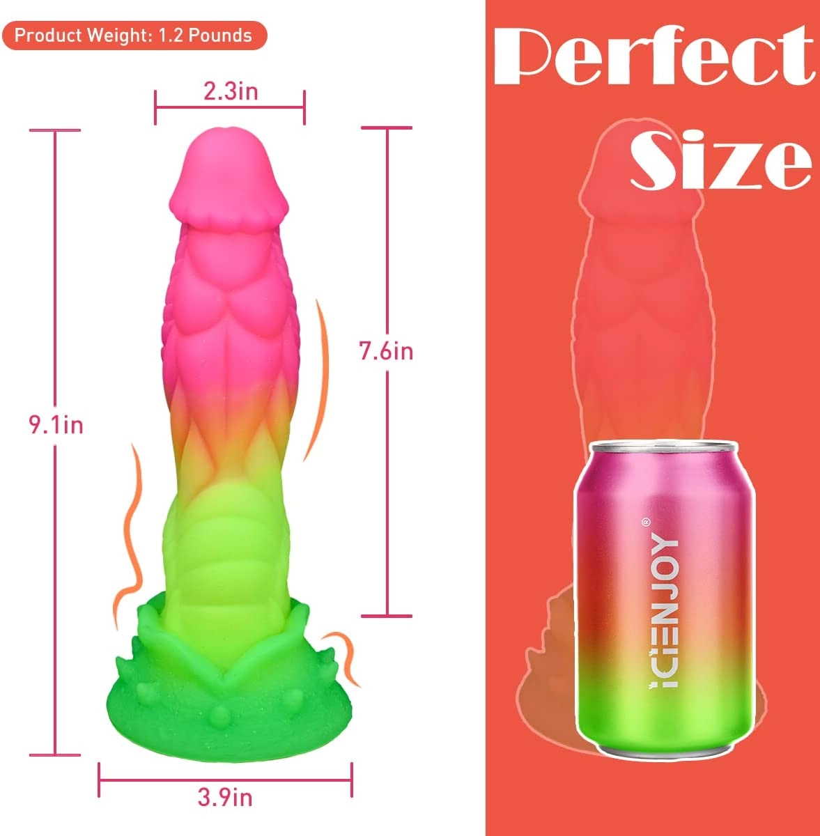 Nightdemon 9.1“ Huge Luminous Dildo With Realistic Glans - Laphwing
