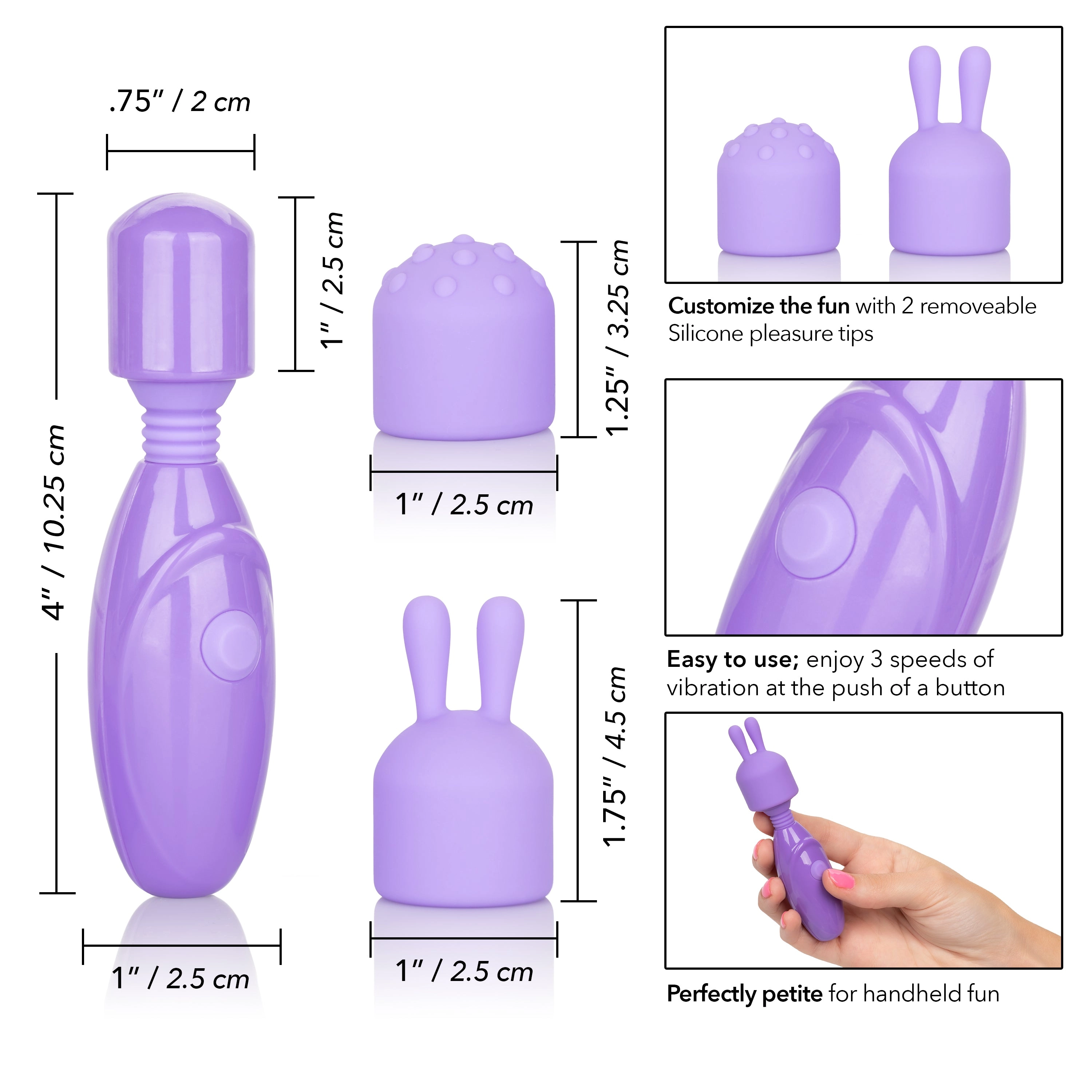 Olivia Mini Massager Kit: 3 Vibrations, 2 Attachments, Waterproof Fun!