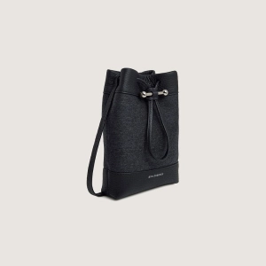 Osette Midi Pouch - Cashmere/Leather Charcoal Black with Silver Hardware