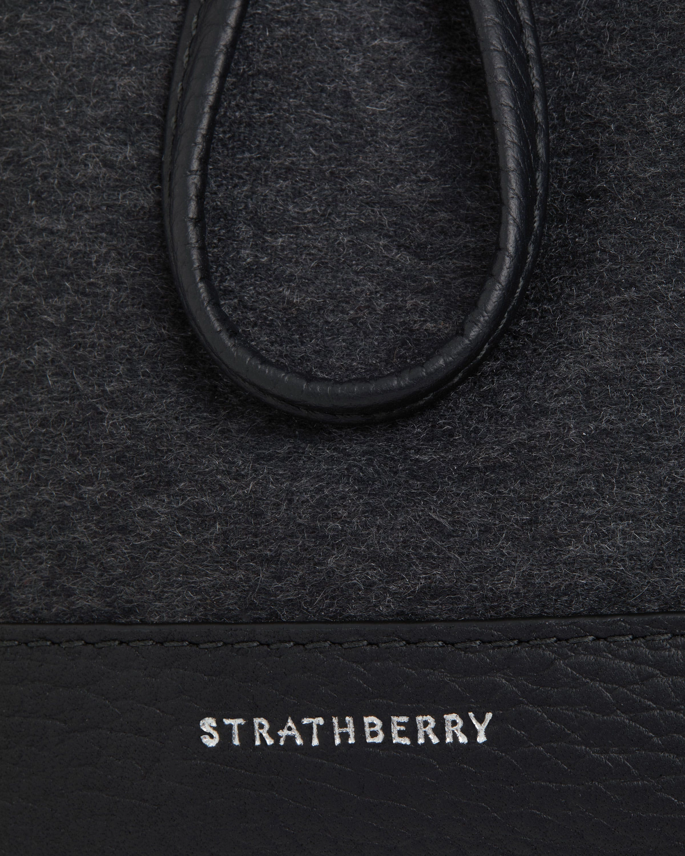 Osette Midi Pouch - Cashmere/Leather Charcoal Black with Silver Hardware