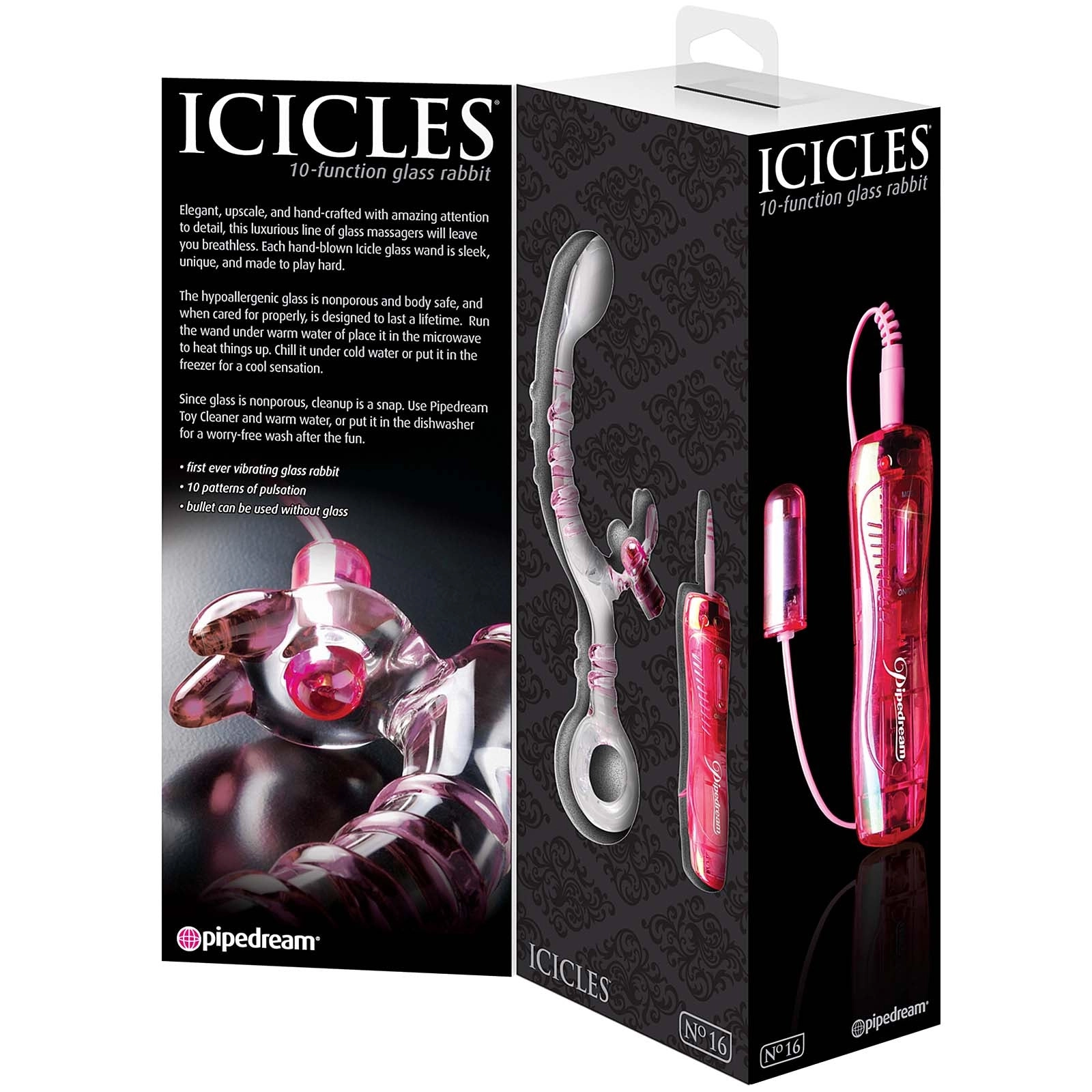 Pipedream - Icicles No.16 - 10 Function Vibrating Glass Rabbit - 9