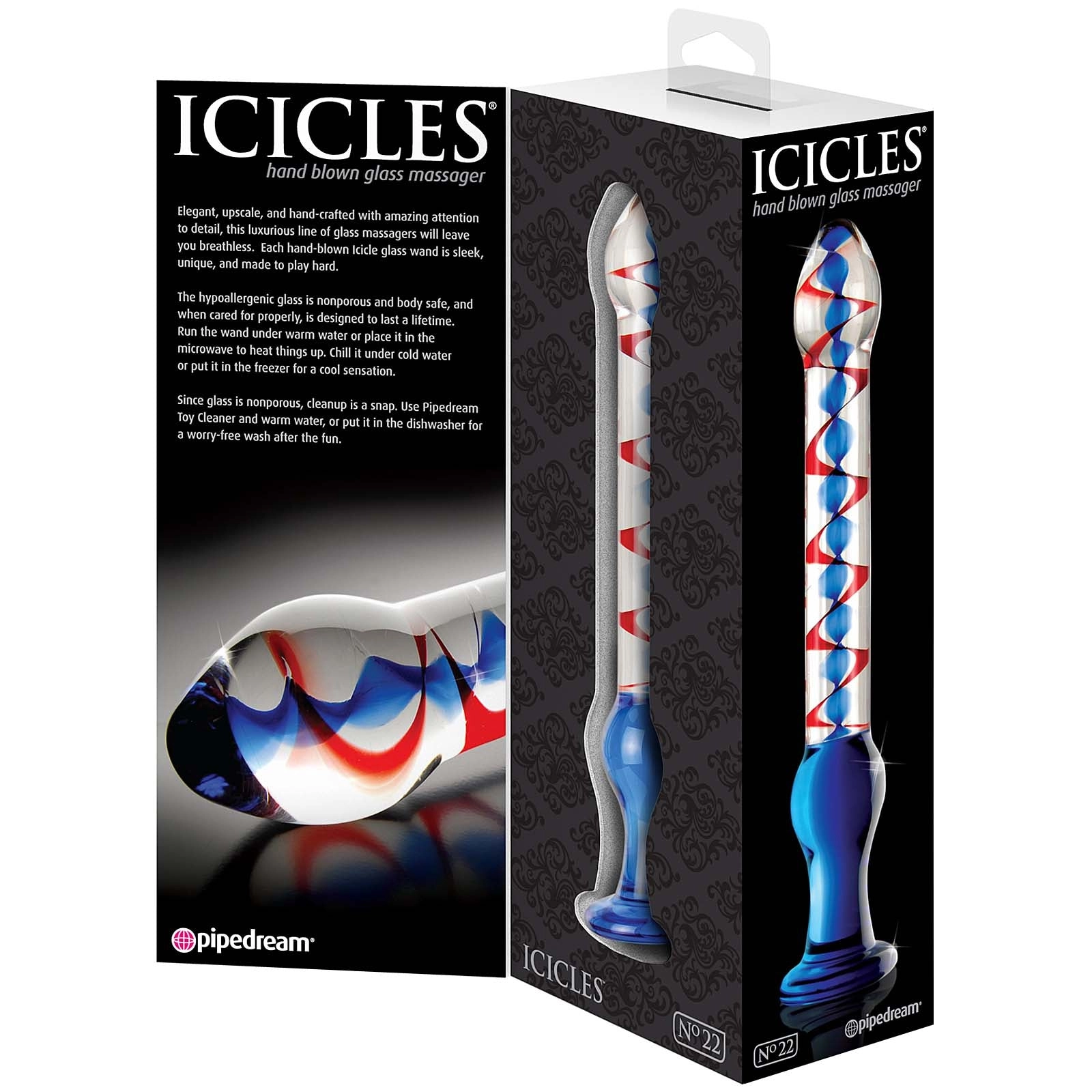 Pipedream - Icicles No.22 - Red & Blue Swirl 8.75