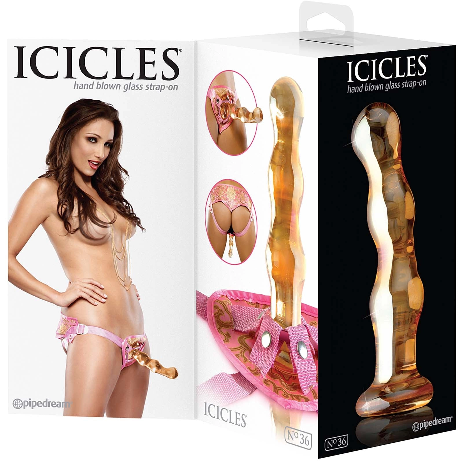 Pipedream - Icicles No.36 - Glass Massager with Strap-On - Yellow 7