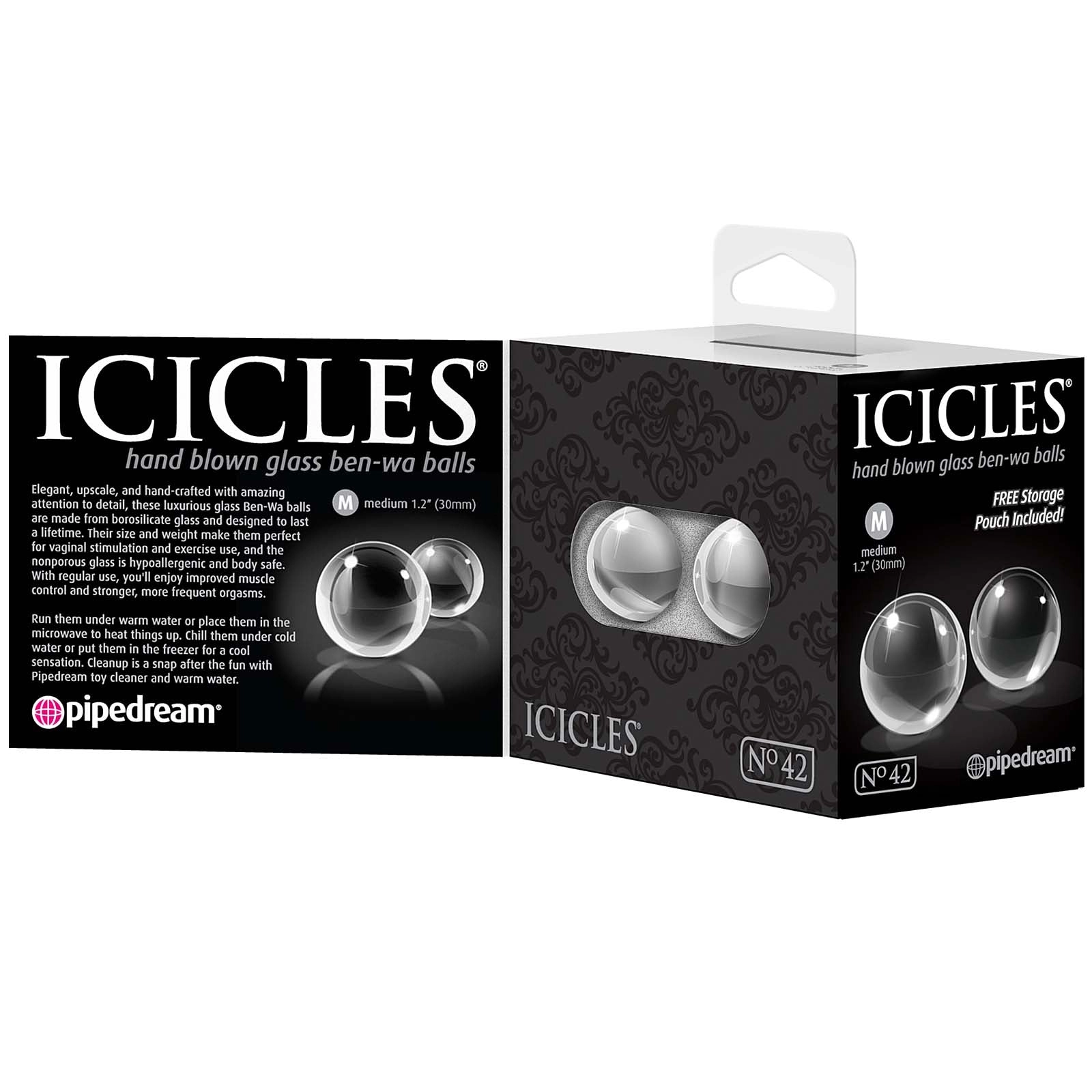 Pipedream - Icicles No.42-Ben Wa Balls - Clear Medium 1.2