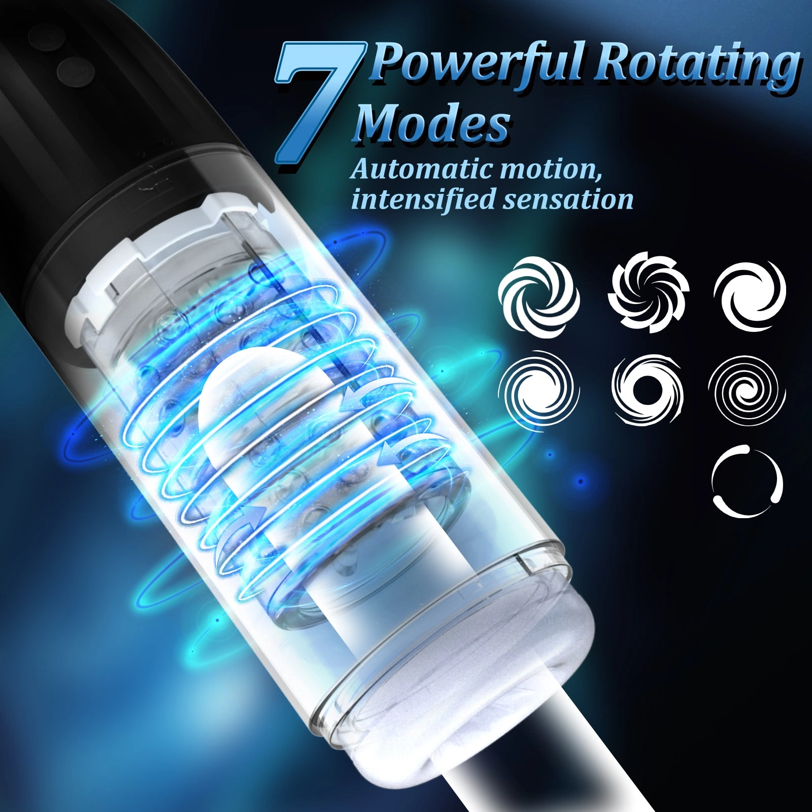 QUTOYS 2 in 1 Masturbator & Penis Pump（7 Rotating 7 Vacuum Pump Modes）