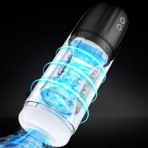 QUTOYS 2 in 1 Masturbator & Penis Pump（7 Rotating 7 Vacuum Pump Modes）