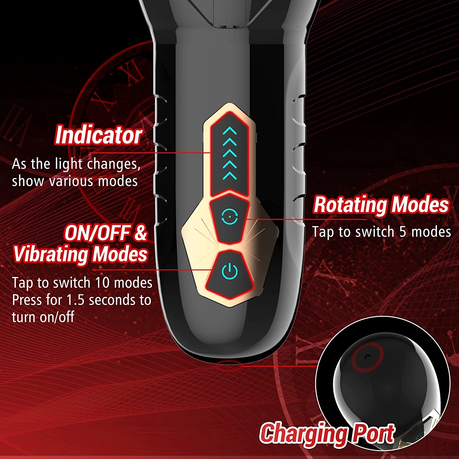Rocket - Automatic Male Masturbator Blowjob Toy With 5 Rotation Speeds & 10 Vibration Modes - Laphwing