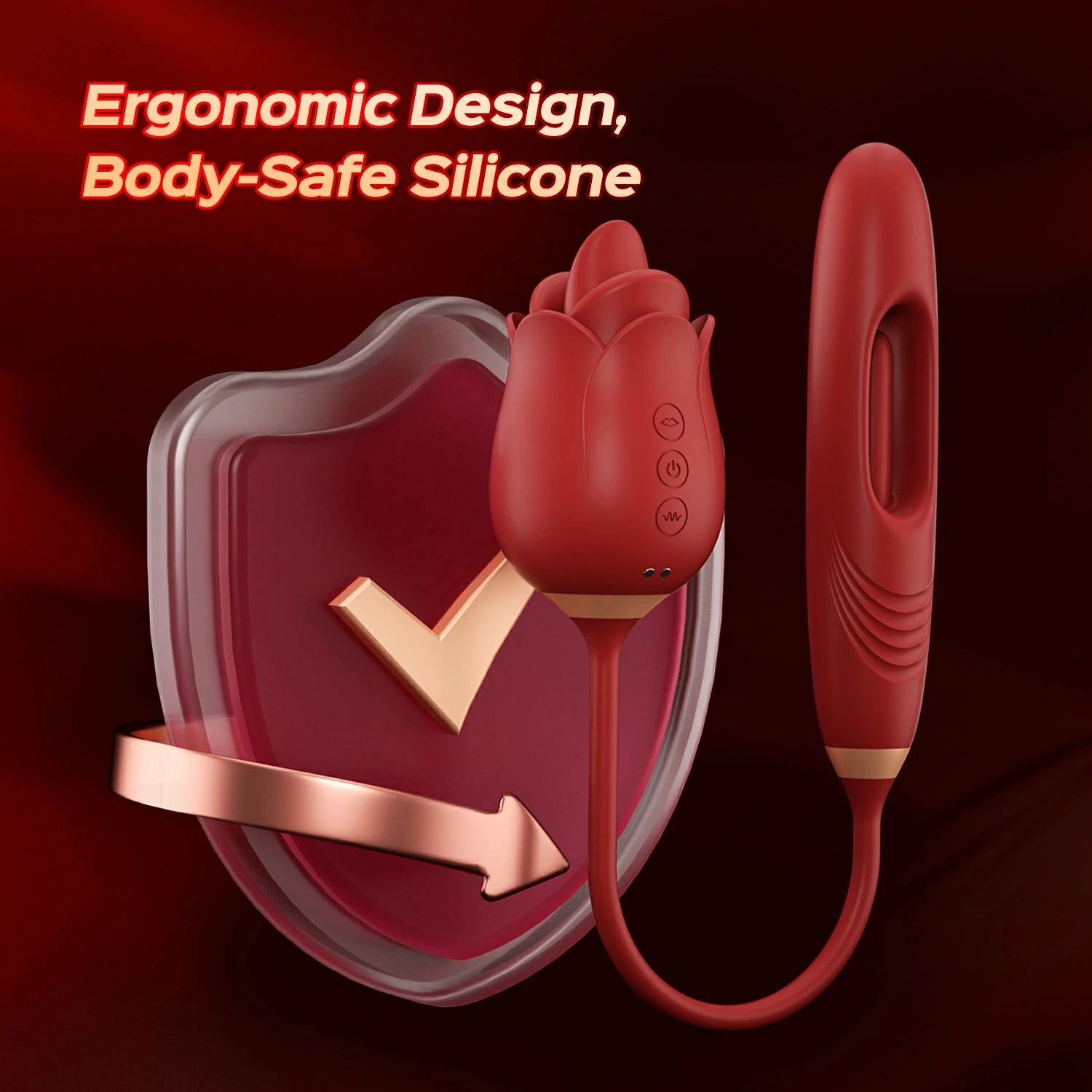 Rozi - Rose Biting-Mouth, Tongue Clit Stimulator with Tapping G-Spot Vibrator