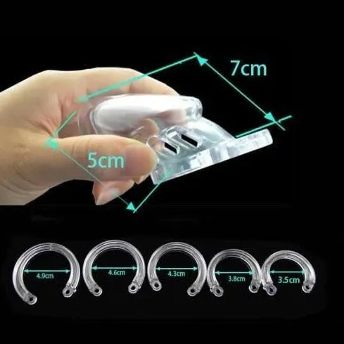 Short Penis Chastity Device With 5 Penis Rings