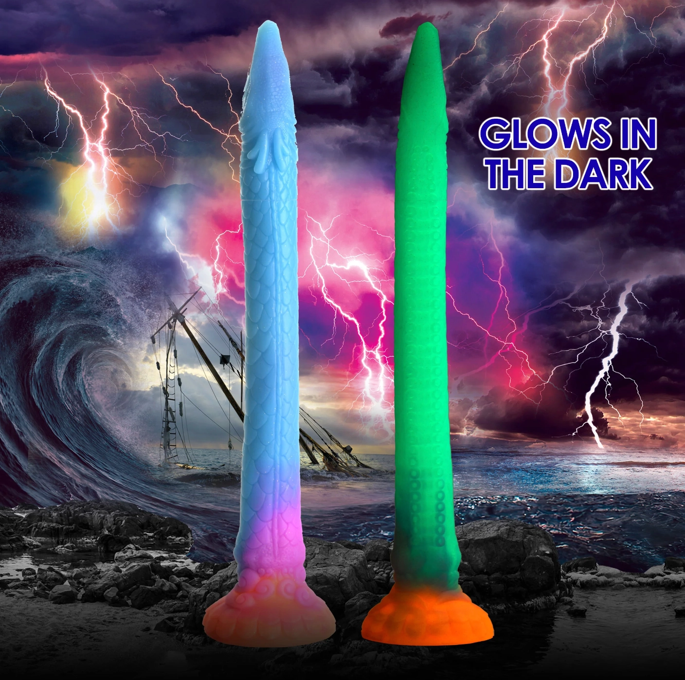 THE MAKARA GLOW-IN-THE-DARK SNAKE DILDO BY CREATURE COCKS