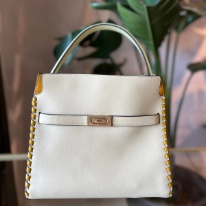 TORY BURCH Lee Radziwill Small White Leather Double Shoulder Bag