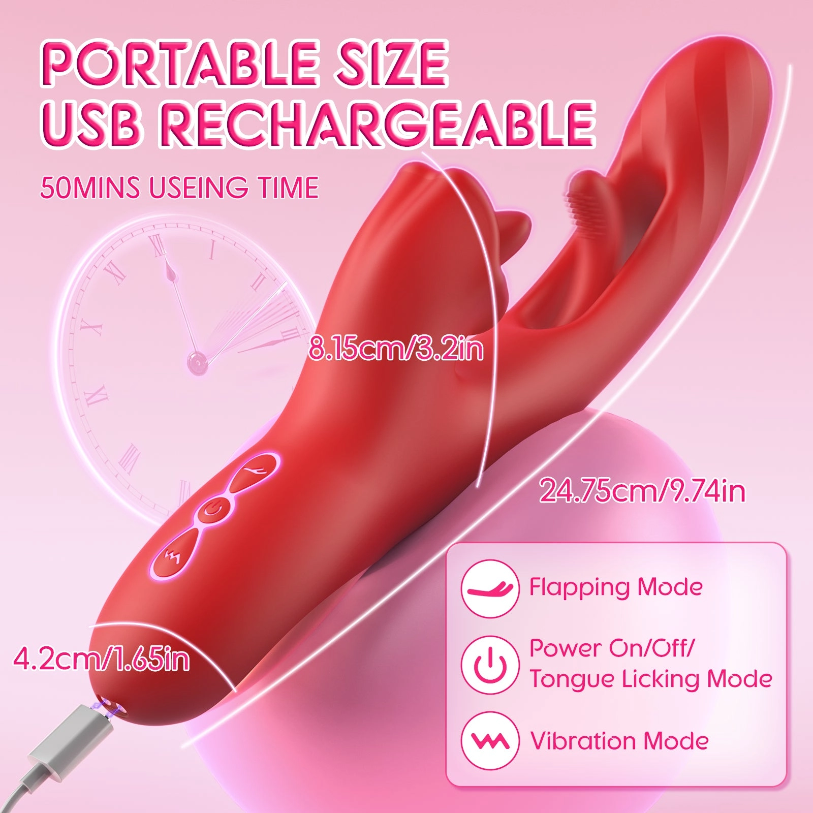 Vibrating Dildo Wand Sex Toys with 7 Vibrations,7 Licking & Flapping Modes