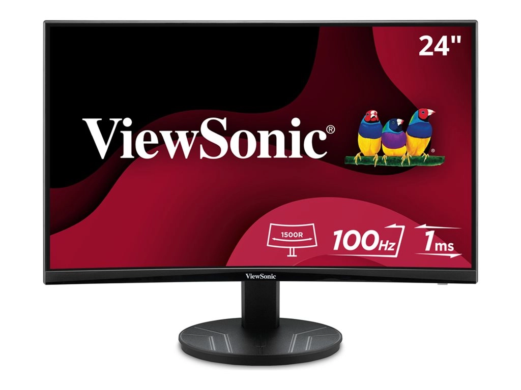 ViewSonic VA2416C - LED monitor - curved - 24 (23.6" viewable) - 1920 x 1080 Full HD (1080p) @ 100 Hz - VA - 250 cd/mï¿½ - 3000:1