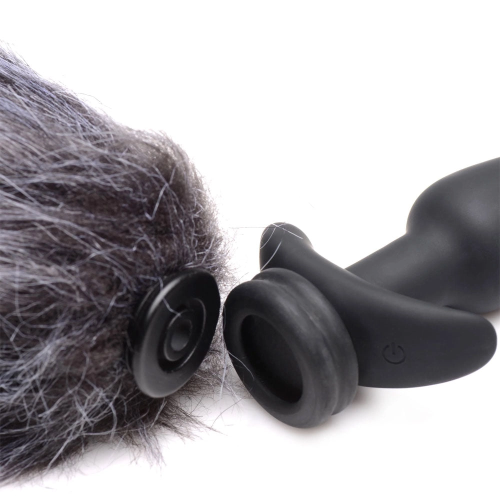 XR Tailz Snap-On Remote Vibrating Silicone Anal Plug & 3 Interchangeable Tails